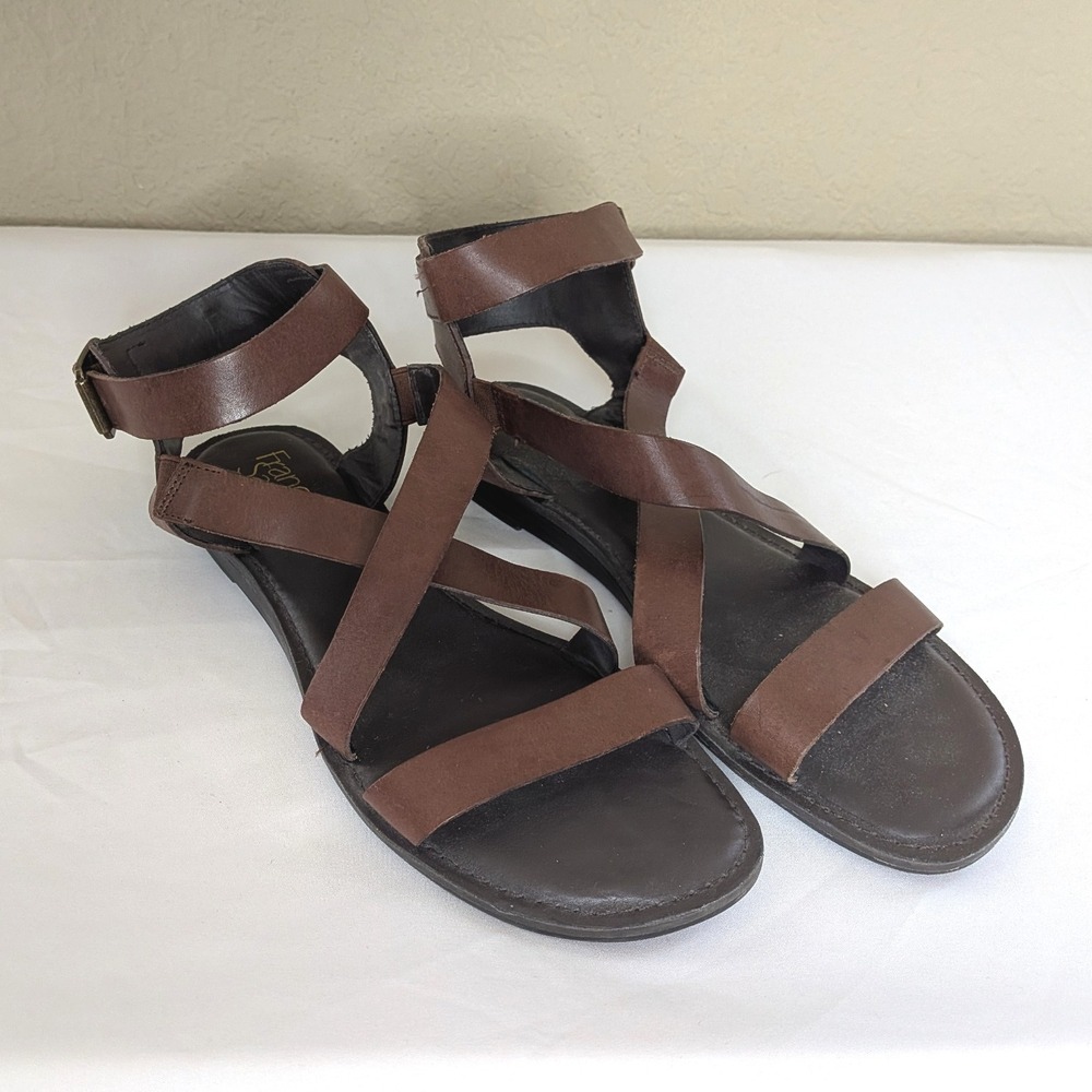 Franco Sarto Brown Leather Strappy Gladiator‎ Sandals Women's 9